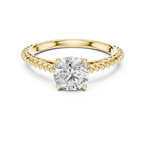 Anillo de Compromiso de Moissanita de Corte Redondo Clásico de Lujo para Mujer |   Anillo de Boda Solitario con Banda Trenzada de Aleación de Oro Rosa de 14K - Product Image 1