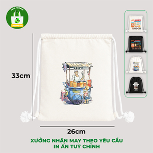 Truong Gia Canvas <b>Drawstring</b> <b>Backpack</b> 26x33cm Printed Cartoon Design Unisex Bag - Product Image 1