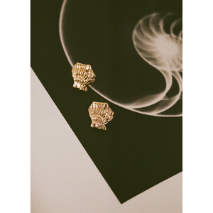 Gold Plated Shell Stud <b>Earrings</b> Trendy Vintage Religious Classic Style Floral Drop Design with Pearl Diamond for Party Gift - Product Image 3
