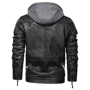 Veste en cuir pur OEM pour hommes coupe-vent décontracté de grande taille avec capuche veste d'hiver nouveau style - Product Image 5