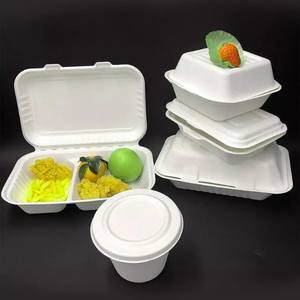 ภาชนะใส่อาหารแบบใช้แล้วทิ้งฝาพับ9X6เป็นมิตรกับสิ่งแวดล้อม100% ภาชนะใส่อาหารเส้นใยไมโครเวฟจากพืชยั่งยืน - Product Image 3