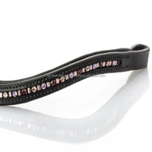 Cadena de diamantes de cristales púrpura y lila de primera calidad con incrustaciones de canal vacío banda de ceja de caballo de cuero acolchado en mazorca completa sobre tamaños - Product Image 5