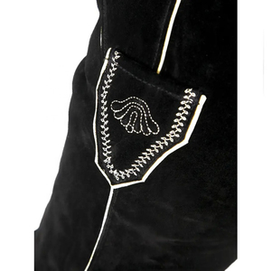 Pantalones Lederhosen Negros de Gamuza hasta la Rodilla Personalizados para Hombre, Pantalones de Cuero Bordados Tradicionales Bávaros para Oktoberfest - Product Image 4