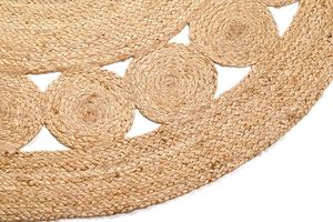 Tapis tressé en jute bohème naturel rond de 5 pieds avec un design réversible adapté à l'ensemble de tapis réversible de style vintage de ferme - Product Image 3
