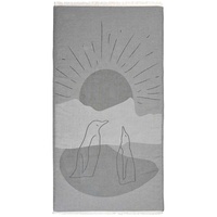 Serviette de plage personnalisée Design pingouin avec logo imprimé coton turc sans sable serviettes de bain personnalisées de luxe Pestemal à séchage rapide