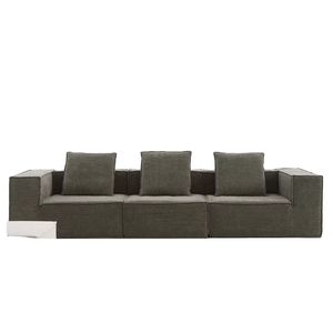 Juego de sofás modulares cuadrados minimalistas tapizados de tela suave con cojines de esponja para sala de estar y salón - Product Image 3