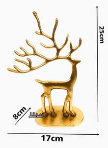 รูปปั้นกวางเรนเดียร์สูงชุบทองแบบมินิมอลสำหรับตกแต่งบ้านทันสมัยและจัดแต่งทรงผมในวันหยุดผลิตในอินเดีย - Product Image 4