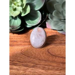 Reda Galvan <b>Adjustable</b> Rose Gold Plated Sterling Silver Cluster <b>Ring</b> Moon Stone Bezel Setting Size 6.75 Gift - Product Image 1