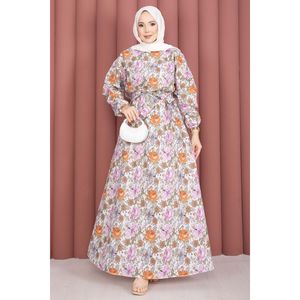 Robe à ceinture à motifs floraux violets, décontractée et tendance pour femmes, respirante et durable, taille XS, pour la journée ou les vacances - Product Image 3