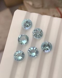 Piedra preciosa facetada de forma redonda Azul Aguamarina natural de 2mm a 6mm piedras de Aguamarina sueltas de corte brillante para joyería - Product Image 2