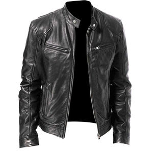Chaqueta de Cuero para Hombre Personalizada OEM, Lisa, Monocromática, Impermeable, con Capucha, Servicios de Logotipo Personalizado, Chaqueta de Cuero para Exteriores - Product Image 1