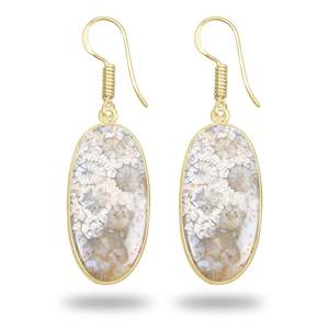 Boucles d'oreilles pendantes en corail fossile, bijoux en pierres précieuses pour femmes, cadeau de fête, plaqué or 18 carats, boucles d'oreilles polyvalentes, tendance, boucles d'oreilles irrégulières - Product Image 6