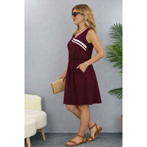 Vestido Mini de Viscosa con Cuello en V y Tirantes Elegantes para Mujer, de Jane's, con Cintura Fruncida, de Doble Hilo, para Uso Diario Informal de Verano - Product Image 2