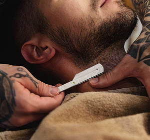 Maquinilla de afeitar recta de una sola hoja de acero inoxidable para hombres más vendidos, reutilizable con función de seguridad para recortar barba en salones - Product Image 2