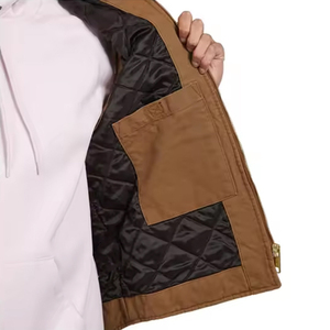 Chaleco de trabajo para hombre de alta calidad, chaqueta de lona de algodón personalizada, ropa exterior informal transpirable para invierno transpirable - Product Image 4