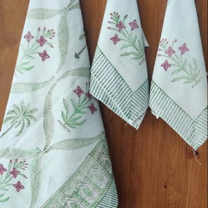 Ensemble de serviettes de bain et de toilette à imprimé bloc de main de haute qualité Serviette en coton nid d'abeille de couleur unie - Product Image 1