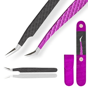 Pince à épiler professionnelle de haute qualité en acier inoxydable pour extensions de cils, emballage en pochette, légère, logo personnalisé - Product Image 3