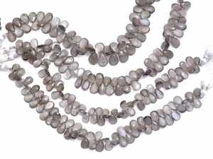 Gran vendedor, cuentas en forma de pera facetadas de piedra lunar gris, cuentas de piedras preciosas de piedra lunar Natural para hacer joyas, hebra de 4x7mm, venta al por mayor - Product Image 3