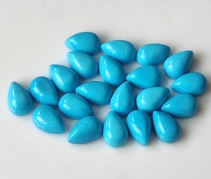 Prix de gros naturel Arizona Turquoise 3x5mm-7x10mm poire Cabochon bleu dos plat pierre précieuse en vrac pour la fabrication de bijoux - Product Image 1