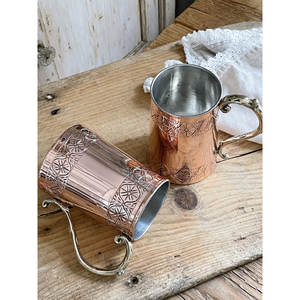 Taza de cobre de diseño antiguo, vasos de cobre puro hechos a mano para cócteles de mula de Moscú y bebidas refrescantes - Product Image 2