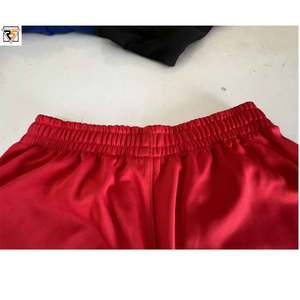Short en polyester court pour hommes femmes logo réfléchissant personnalisé imprimé tissu tricoté en mélange de polyester de coton de couleur rouge - Product Image 5