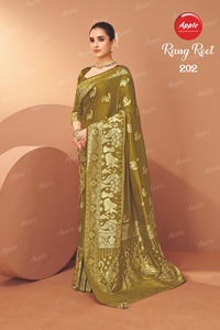 ผ้าทอผ้าไหม sartin แท้ประณีตคุณภาพสูงผ้าไหมมันวาวเนื้อนุ่มสำหรับเสื้อส่าหรีดีไซน์เนอร์ชุดส่าหรีพิเศษและสวยงาม - Product Image 3