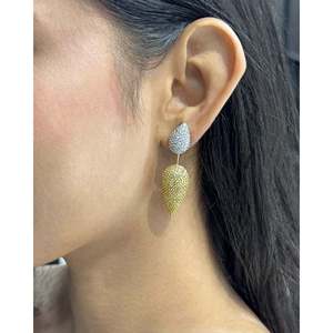 Boucles d'oreilles pendantes en saphir jaune, ensemble de bijoux fins - Product Image 4