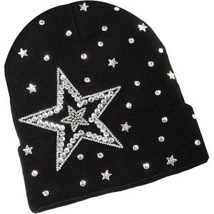 2025 precio al por mayor invierno hecho a medida diamantes de imitación de punto puños sombreros/gorros de punto de invierno sombrero personalizado Toque Toques moda Unisex - Product Image 2