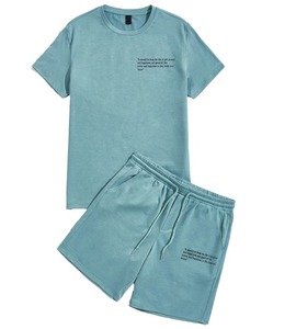 2023 personalizar Logo diseñador blanco camiseta y pantalones cortos conjunto para hombre 2 dos piezas verano conjunto corto camiseta para hombre Logo manga corta T-s - Product Image 1