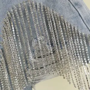 Pantalones cortos de verano personalizados al por mayor, pantalones vaqueros cortos, nueva cremallera, bolsillo con mosca, deshilachados, pantalones cortos de mezclilla rasgados para mujer - Product Image 6