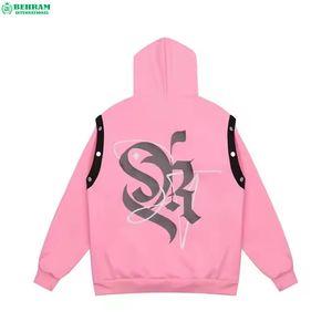 Adults Street Wear Acid Washed Distressed Hoodies Custom Rhinestones <b>Work</b> for <b>Fleece</b> 100% Cotton Winter Sweatshirts - Product Image 2