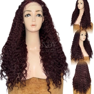 วิกผมยาวคุณภาพสูงสีเบอร์กันดีแบบหยิก ทำจากผมแท้ของคนเวียดนาม - Product Image 5