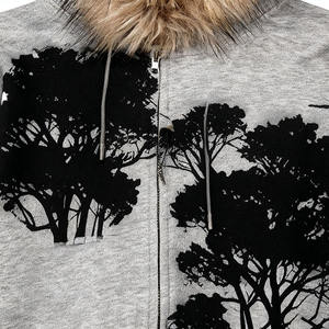 사용자 정의 하이 퀄리티 친환경 겨울 디자이너 집업 100% 면 프렌치 테리 대형 산성 세척 인조 모피 지퍼 까마귀 남성 - Product Image 3