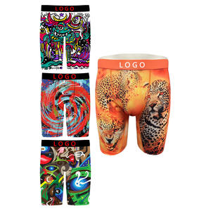 Calzoncillos bóxer de punto a cuadros de algodón ligeros y elegantes, duraderos, transpirables, de ajuste cómodo, con logotipo personalizado, para el salón diario de los hombres - Product Image 1