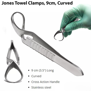 Fórceps de abrazadera de toalla Jones más vendidos 5cm 9cm Manual de acero inoxidable alemán instrumentos quirúrgicos de acción cruzada base quirúrgica - Product Image 2