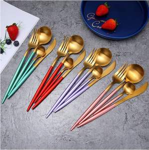 Modern elegant metal cutlery set with shiny and <b>matte</b> combination finish for luxurious <b>table</b> setup and serving - Product Image 1