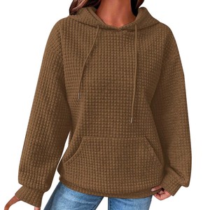 Venta al por mayor de sudaderas con capucha de manga larga para mujer, ropa de moda sólida, sudaderas con capucha de algodón para la venta, Sudadera con capucha de diseño personalizado para mujer - Product Image 5