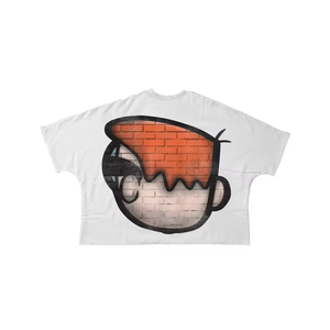 Camiseta 100% de algodón personalizada de alta calidad para hombre, camiseta recortada de gran tamaño con corte cuadrado, ropa de calle Unisex con cuello redondo, Hip Hop, peso pesado - Product Image 2