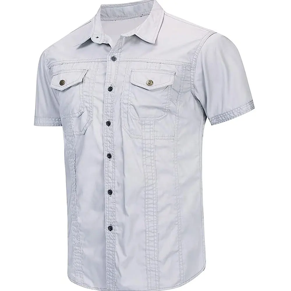 جودة عالية قميص كارجو طويل الأكمام للرجال قميص عمل قطني أزياء كاجوال ملابس الشارع سترة قميص بأكمام طويلة للرجال