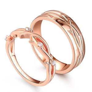 แหวนคู่วินเทจเงินสเตอร์ลิงเจลิยาพร้อมดีไซน์กิ่งไม้ชุบทอง - Product Image 3