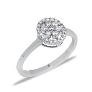 CZ Pierre Forme Ronde Fleur Conception Cluster Bague En Argent Sterling 925 Fabriqué À La Main En Gros Bijoux - Product Image 3