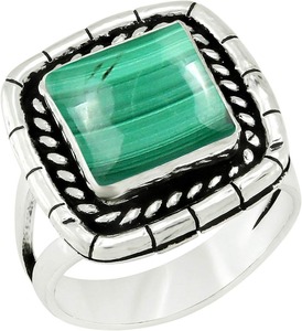 Cabochon de pierres précieuses malachite luxueux fait à la main solide 925 bague en argent Sterling bijoux 925 estampillé bague en argent Sterling bijoux - Product Image 3