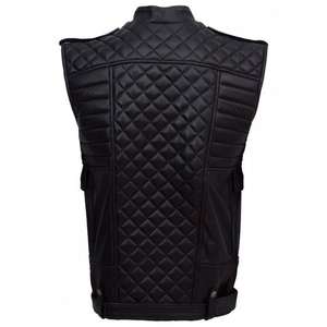 Gilet pour homme en similicuir respirant de haute qualité, coupe-vent, à boutons, design personnalisé, veste de motard, vêtements d'extérieur, vente en gros - Product Image 2