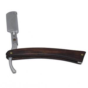 Rasoir manuel pliant élégant pour hommes avec lame en acier inoxydable et manche en bois Instrument de barbier et de beauté certifié CE - Product Image 6