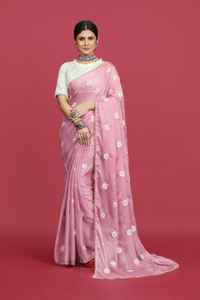 Nuevo Saree FABZONE S21 de Alta Calidad, Diseño de Gasa Suave con Bordado y Lentejuelas, para Mujeres, Ocasiones Especiales, India - Product Image 2