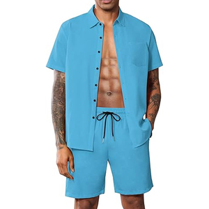 เซ็ตเสื้อยืดและกางเกงขาสั้นผู้ชายสีดำออแกนิกโอเวอร์ไซส์เสื้อยืดคอกลมผ้าฝ้าย100% คุณภาพสูงเสื้อวอร์มสำหรับผู้ชาย - Product Image 6