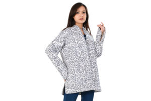 Chaqueta de Algodón Acolchada Ecológica, Reversible, Tejida a Mano, con Estampado Floral, Transpirable, Corta, para Mujer, de Invierno - Product Image 4