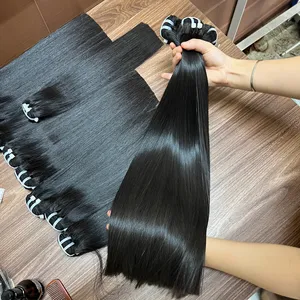 VENTA SUPERIOR Extensiones de cabello liso natural de cabello sedoso vietnamita crudo Sin enredos Sin caída de cabello virgen 100%