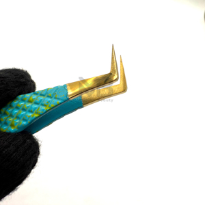 แหนบต่อขนตาแบบสองสีปลายทองด้ามเพชรเคลือบสีทองปลายสแตนเลสแบบญี่ปุ่นปลายไฟเบอร์ - Product Image 6