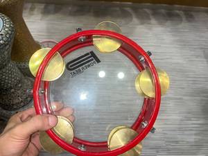 Tambourin arabe professionnel égyptien rouge Riq 22 cm - Clear Power Beat Head - Product Image 6